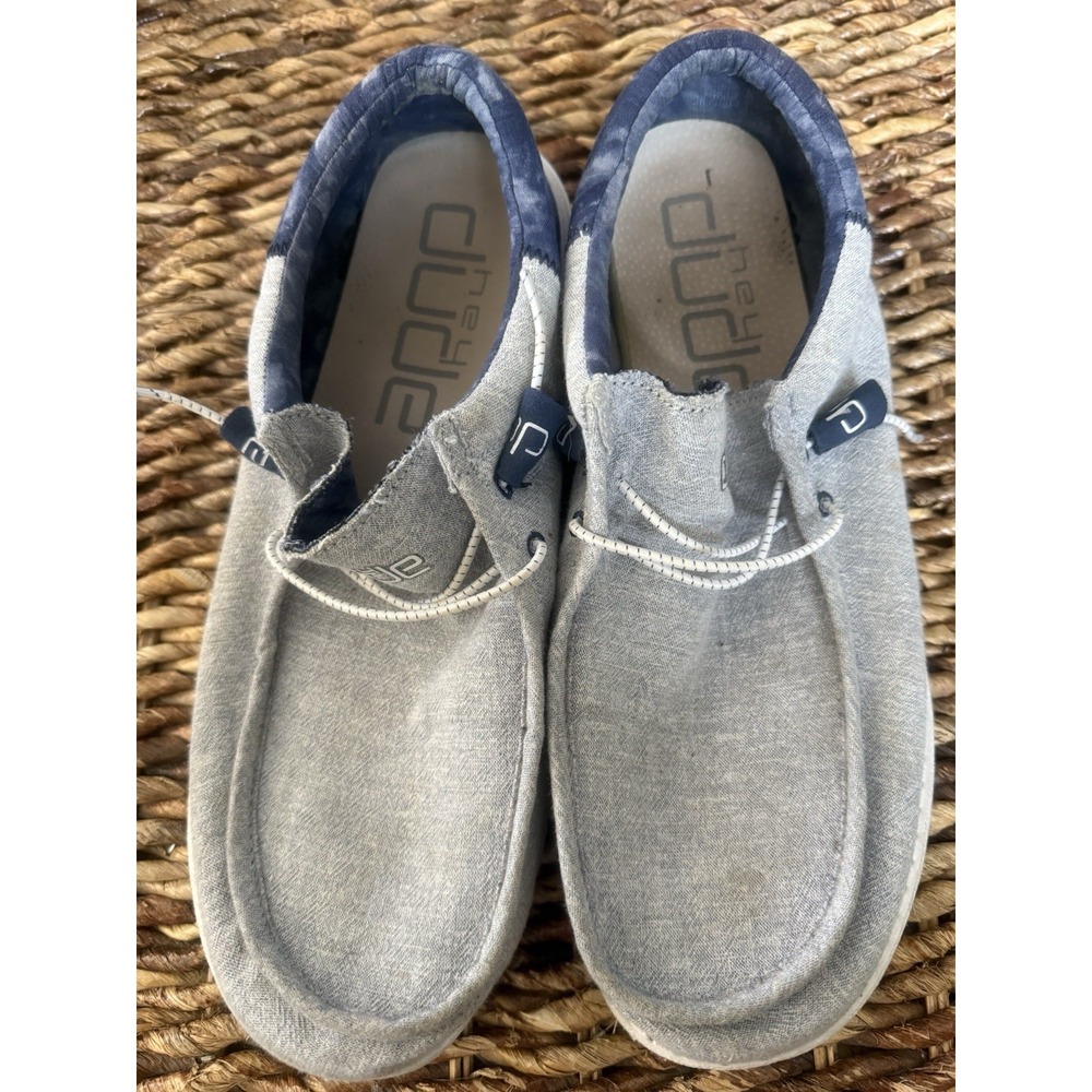 Hey Dude Wally Funk Mens 12 Indigo Tie Dye Blue Gray Slip On Loafer Shoes EU45